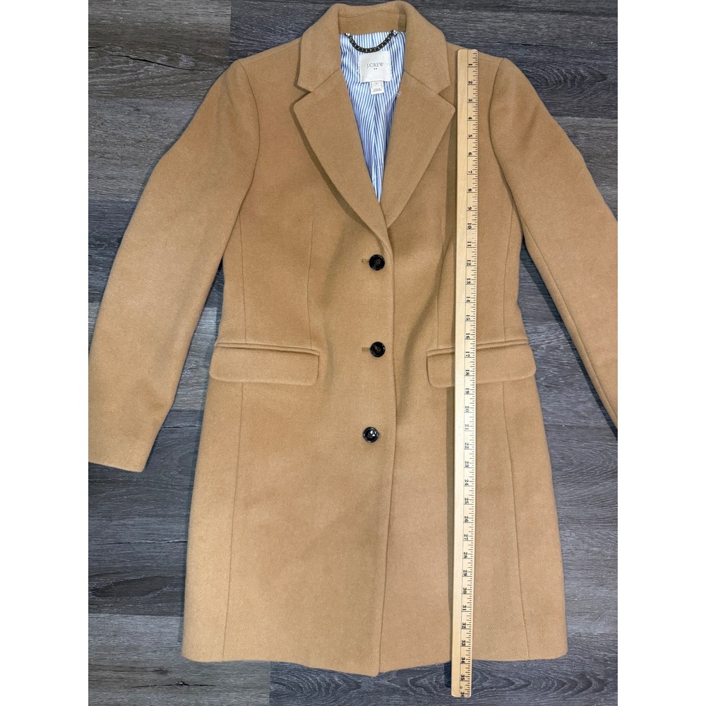 J.Crew Womens Camel Tan Wool Blend Notch Lapel 3-Button Topcoat Jacket Size 2 - Picture 9 of 12